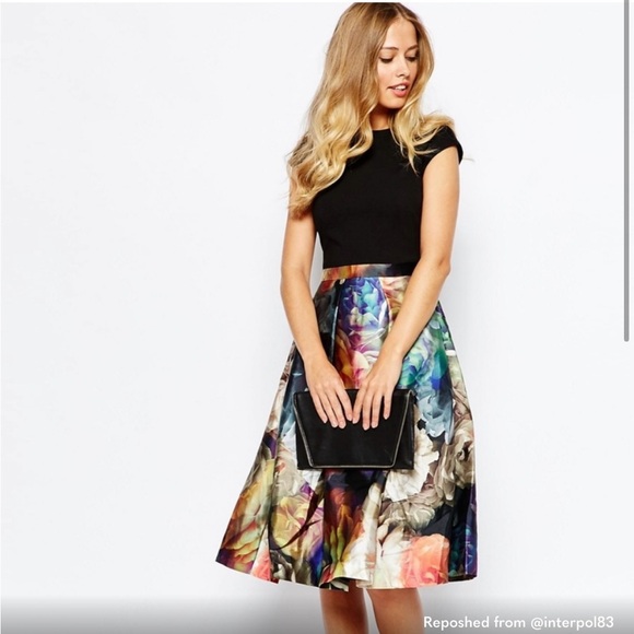 Ted Baker Floral Fit and Flare Dress Size 3 - Picture 2 of 9